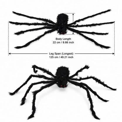 Large Black Spider for Halloween, Giant Spider Decoration, Professional Accessories, for Outdoor Yard, Scary Decoration
