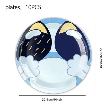 New Cartoon Dogs Birthday Party Decoration Full Set Kit Blue Dog Happy Birthday Plates Napkins Cups Tableware Supplies Kid Favor