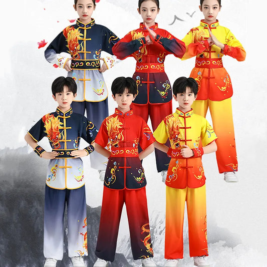 Men Women Children Tai Chi Costumes Boy Martial Arts Set Perform Girl Suit Kids Chinese Wushu Sets Kung Fu Uniform Baby Clothes