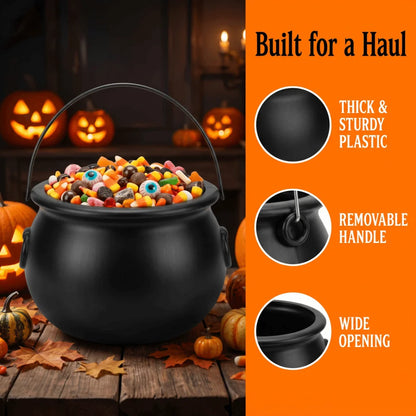 Festival 32cm Halloween Cauldron Black Extra-large Candy Bowl Plastic Classical Witch Cauldron Bucket St. Patrick's Day