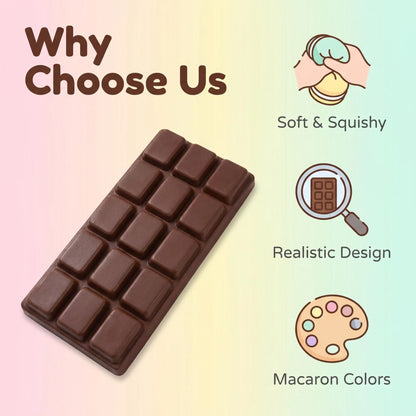 Simulation Chocolate Bar Squishy Toy Slow Rising Fidget Toy Stress Relief ASMR Decompression Anti Anxiety Desktop Prank Gift