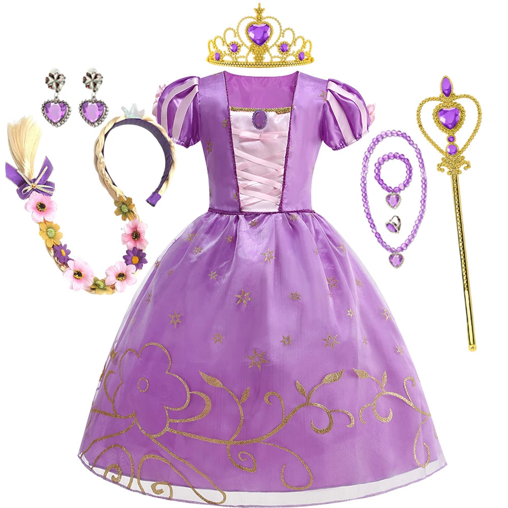 Rapunzel Girl Princess Dress Tangled Rapunzel Costume Princess Halloween Birthday Carnival Party Vestido Kids Birthday Dress