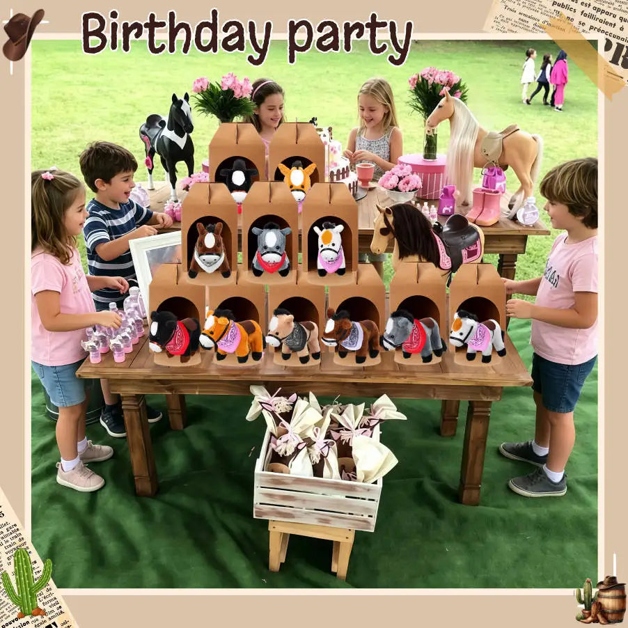 6-24Set Adopt a Horse Party Favors 4inch Horse Stuffed Farm Animal Toys Horse Plush for Adopt a Pony Party Birthday Decoration