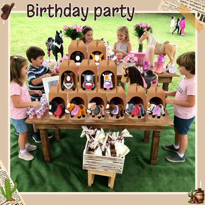 6-24Set Adopt a Horse Party Favors 4inch Horse Stuffed Farm Animal Toys Horse Plush for Adopt a Pony Party Birthday Decoration