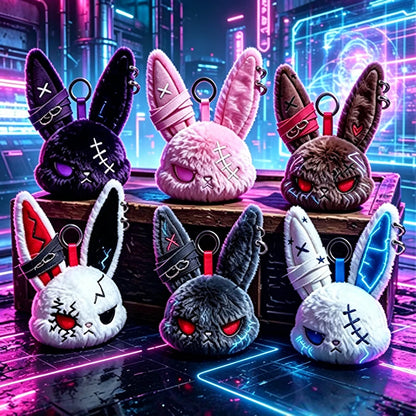 Horror Bunny Keychains Dark Rabbit Keyring Cute Bunny Keychain for Bag Charm Accessories Halloween Birthday Gifts