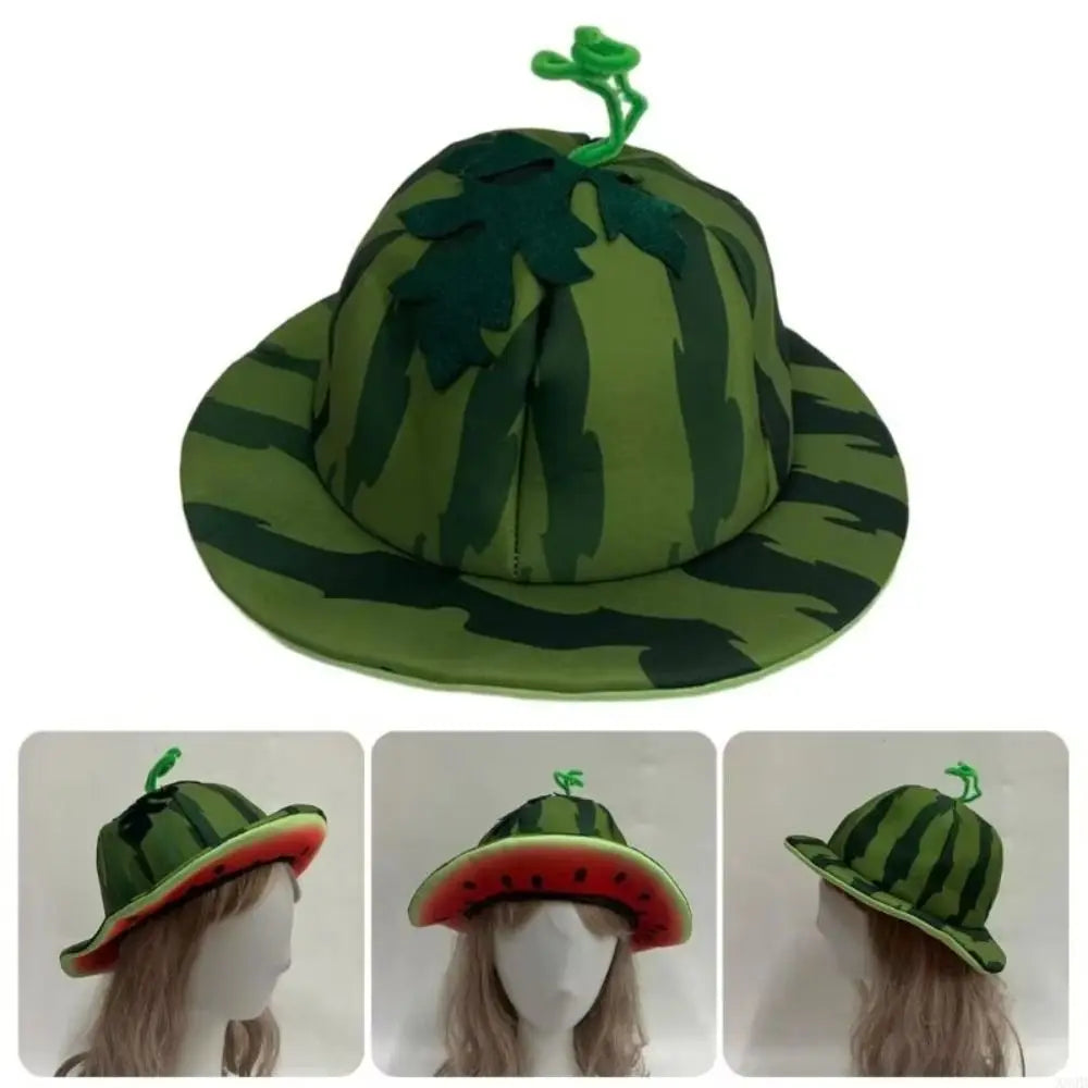 Cartoon Creativity Watermelon Hat Comfortable Cute Wide Brims Sun Hat Unisex Funny Halloween Cap Party Costume Accessories