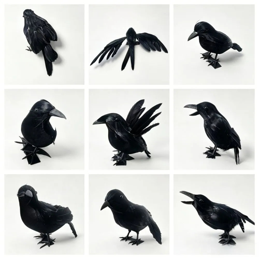 Realistic Halloween Simulation Crow with Shoulder Strap Adjustable Lifelike Crow High Quality Black Feather Cosplay Costume