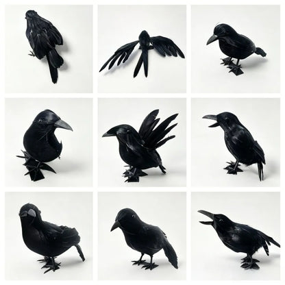 Realistic Halloween Simulation Crow with Shoulder Strap Adjustable Lifelike Crow High Quality Black Feather Cosplay Costume