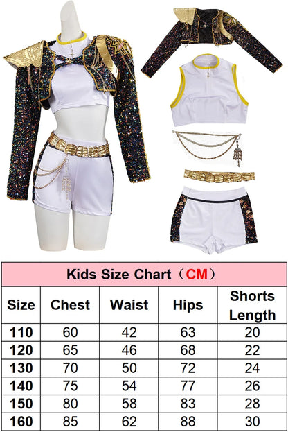 Kid Girls  Cosplay Kids Black Gloden Costume Chid Disguise Performance Roleplay Uniform Halloween