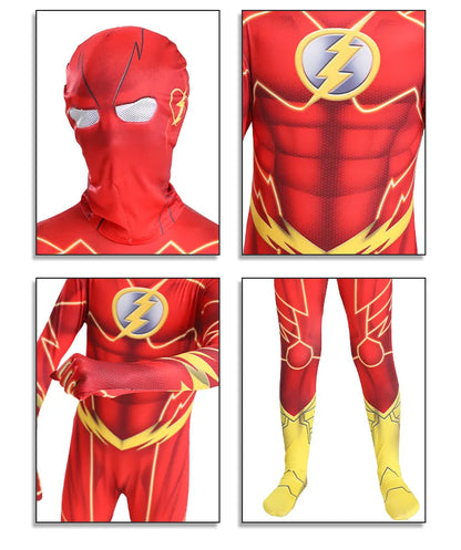 Superhero The Flash Cosplay Costume 3D Full Body Zentai Suit with Mask for Kids  Adults Halloween Carnival Party Cosplay