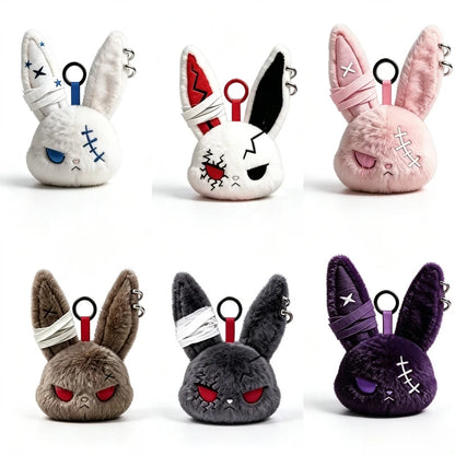 Horror Bunny Keychains Dark Rabbit Keyring Cute Bunny Keychain for Bag Charm Accessories Halloween Birthday Gifts