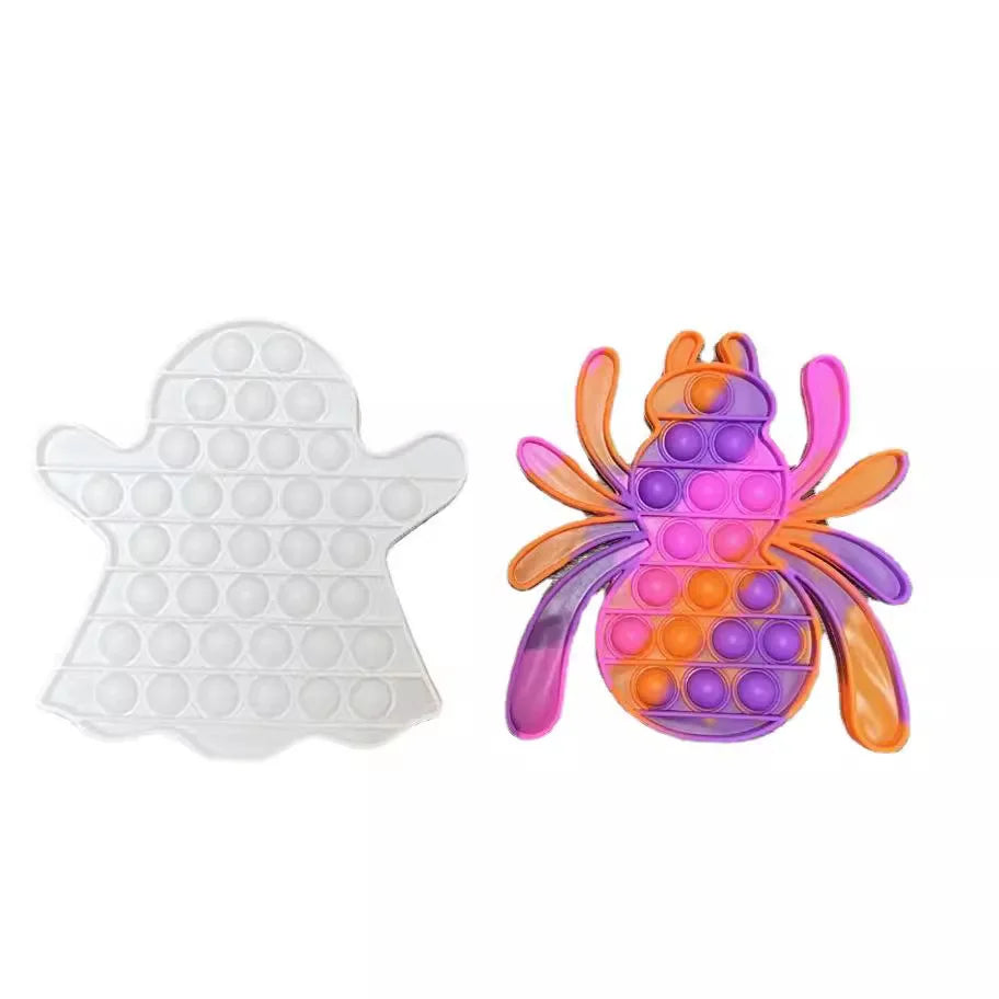 Halloween Super Big Pop Keychain Bat Pumpkin Ghost Spider Fidget Toy for Kids Stress Relief Educational Toy Birthday Party Favor