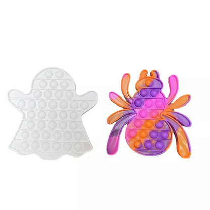 Halloween Super Big Pop Keychain Bat Pumpkin Ghost Spider Fidget Toy for Kids Stress Relief Educational Toy Birthday Party Favor