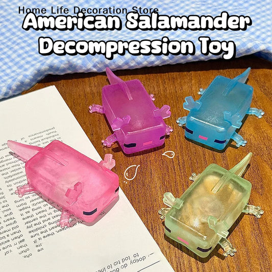 【TG】Cute Viral Axolotl Shaped Malleable Squishy Animal Toy Net Squishy Stress Relief Fidget Sensory Figures Gift Novelty Present