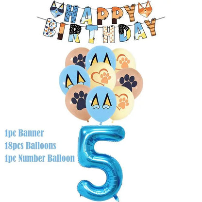 New Cartoon Dogs Birthday Party Decoration Full Set Kit Blue Dog Happy Birthday Plates Napkins Cups Tableware Supplies Kid Favor