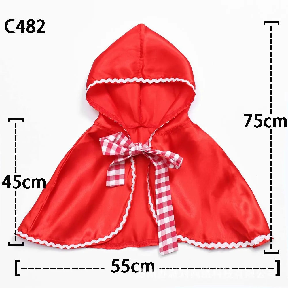 Little Red Riding Hood Cape Cloak Halloween Capelet Cosplay Princess Costume for Women Girls Carnival Party Fancy Dress up Cloak