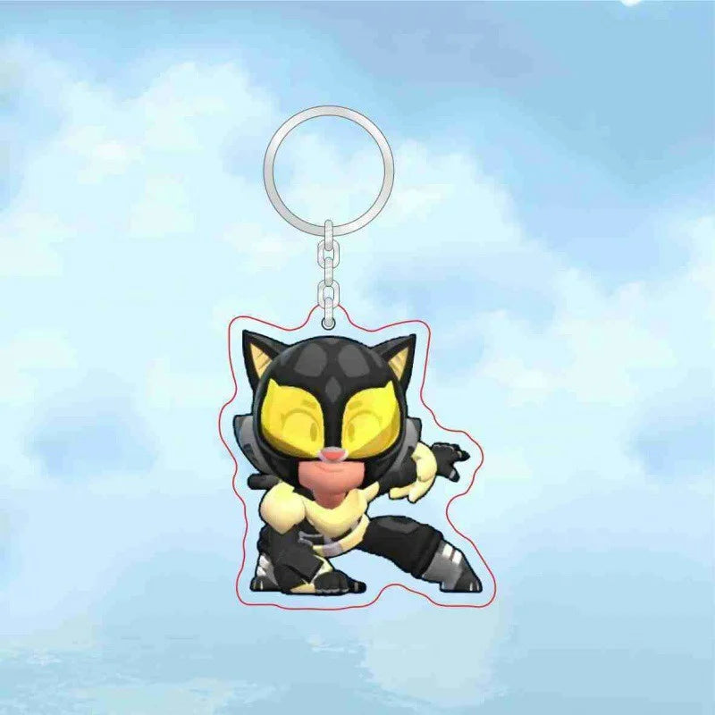 Leon Spike Brawl Stars Themed Anime Figures Keychain Crow Key Rings Game Birthday Decoration Disposable Collectible