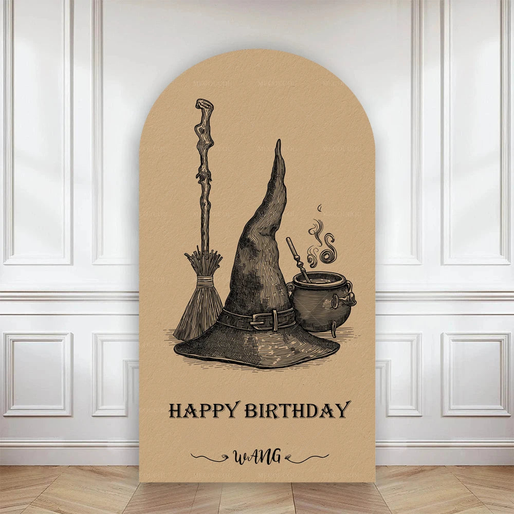 Happy Birthday Party Arch Backdrop Cover Wizard Castle Magic Academy 9 3/4 Platform Children Boys Baby Decor Custom Background