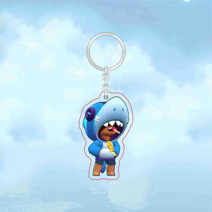 Leon Spike Brawl Stars Themed Anime Figures Keychain Crow Key Rings Game Birthday Decoration Disposable Collectible