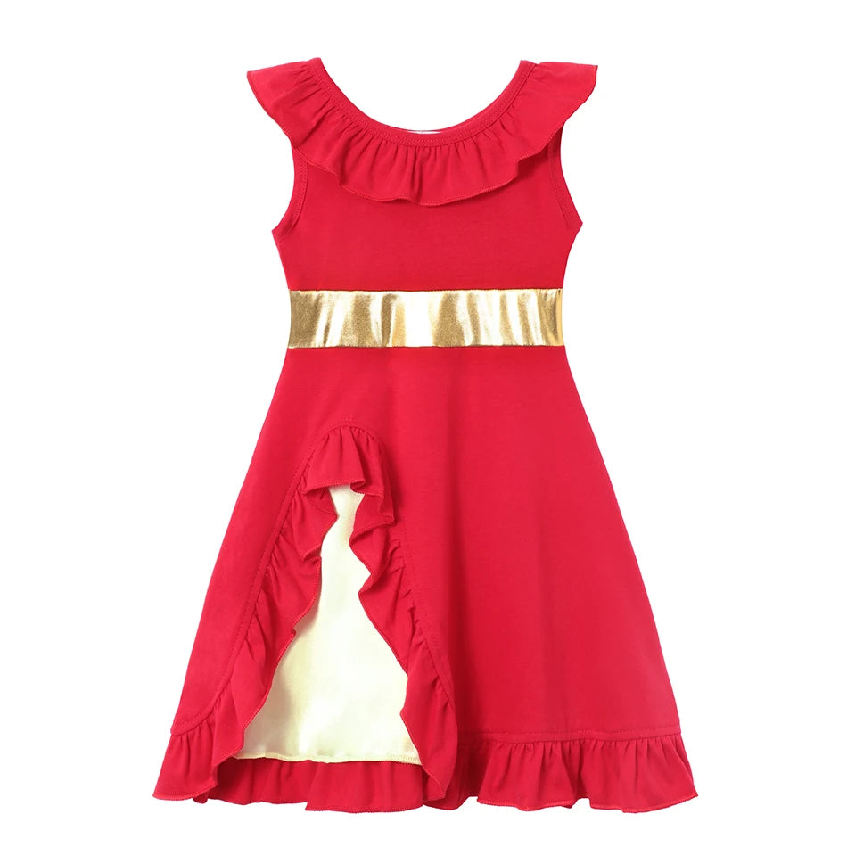 Children's Casual Dress for Girls Mermaid Rapunzel Dress One-Shoulder Sling Short Sleeve Princess Costume Summer Casual Vest