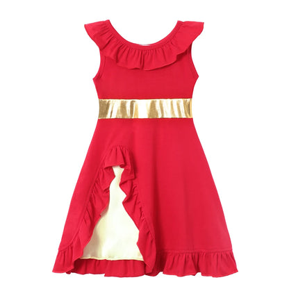 Children's Casual Dress for Girls Mermaid Rapunzel Dress One-Shoulder Sling Short Sleeve Princess Costume Summer Casual Vest