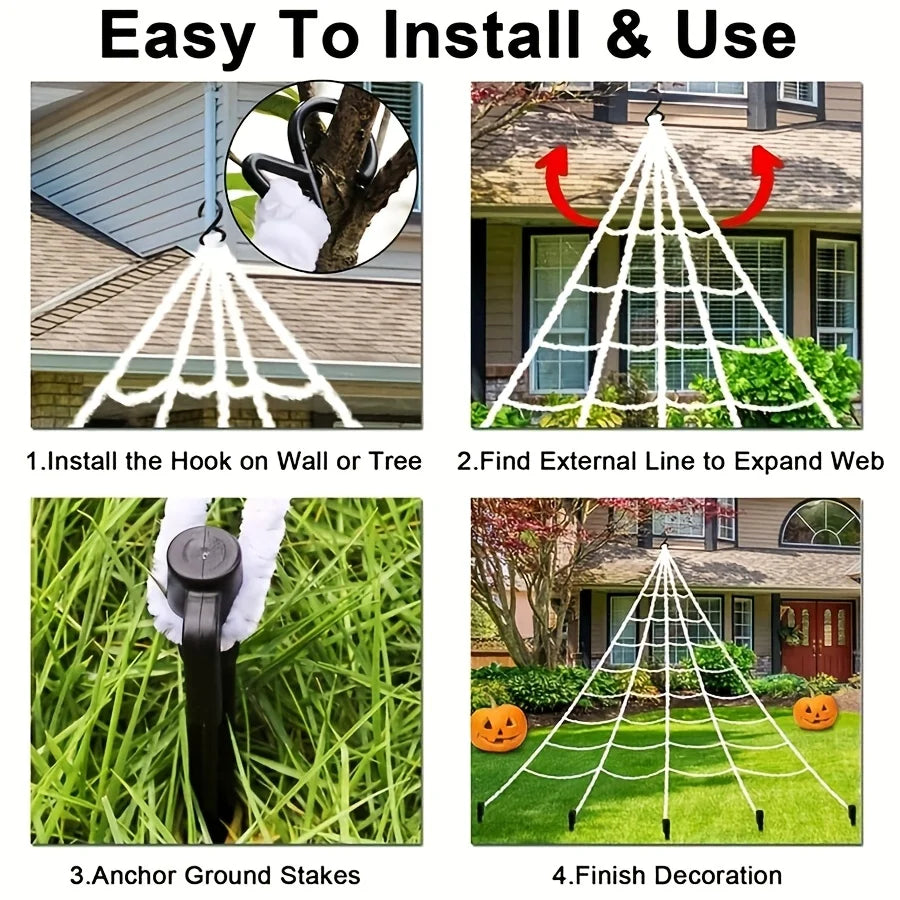 1pc Giant Spider Web Halloween Decoration Outdoor Courtyard and Lawn Spider Web Terror Courtyard Decoration Design