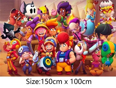 Brawl Stars Balloons Happy Birthday Banner Game Party Decoration Background Cake Topper Stickers Disposable Tableware Keychain