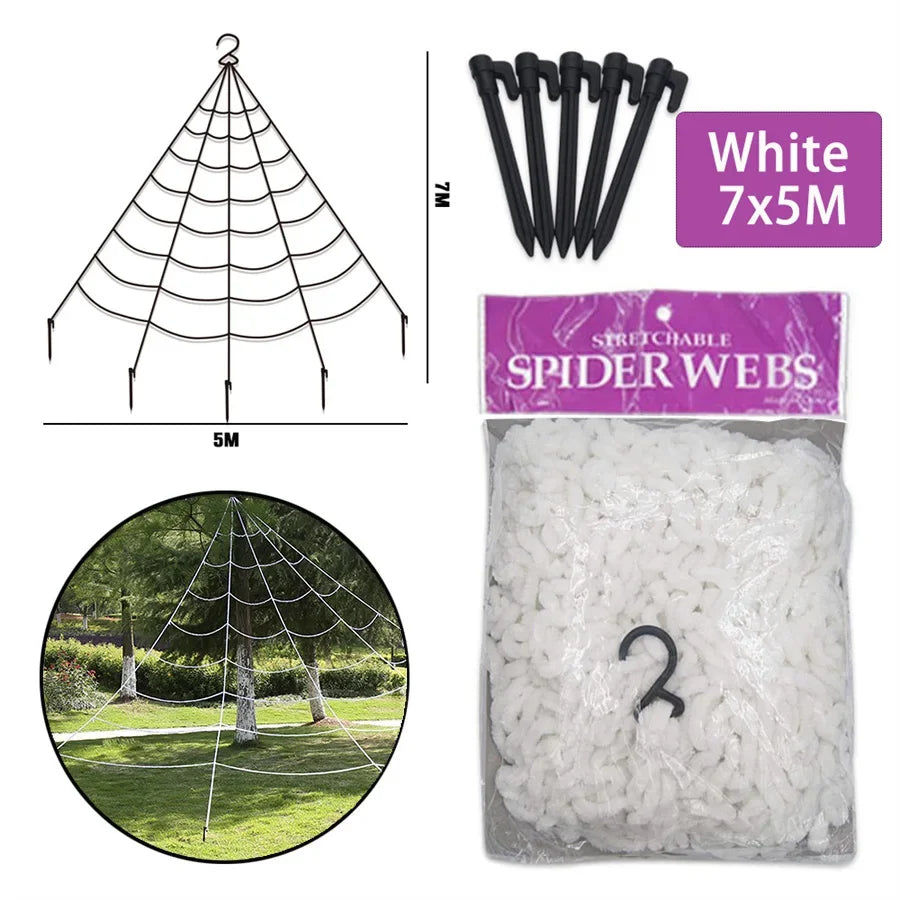 1pc Giant Spider Web Halloween Decoration Outdoor Courtyard and Lawn Spider Web Terror Courtyard Decoration Design