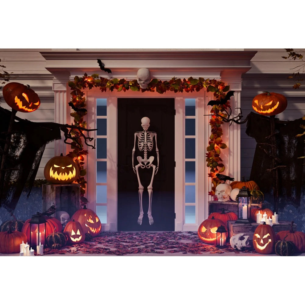 Halloween Skeleton Horror Night Theme Party Banner Backdrop, Dripping Blood Ghost Monster Zombie Decoration Photography Backdrop