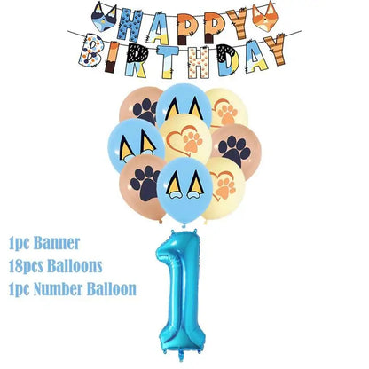 New Cartoon Dogs Birthday Party Decoration Full Set Kit Blue Dog Happy Birthday Plates Napkins Cups Tableware Supplies Kid Favor