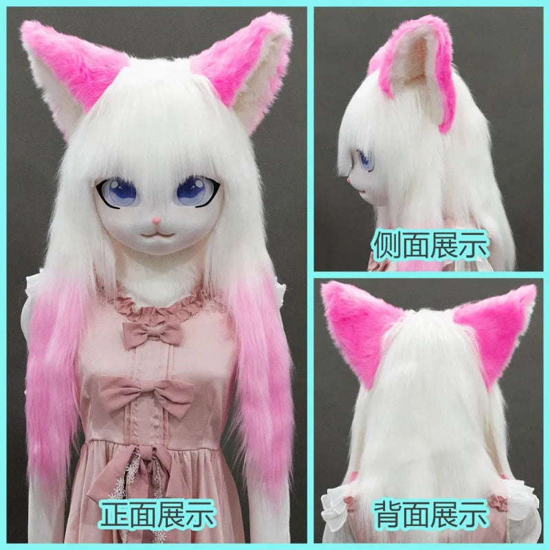 Headset Furry Kig Cosplay Mask Paw Head Base Comiket Furry Fursuit Kigurumi Animal Cat Doll Beast Halloween Role-playing Costume