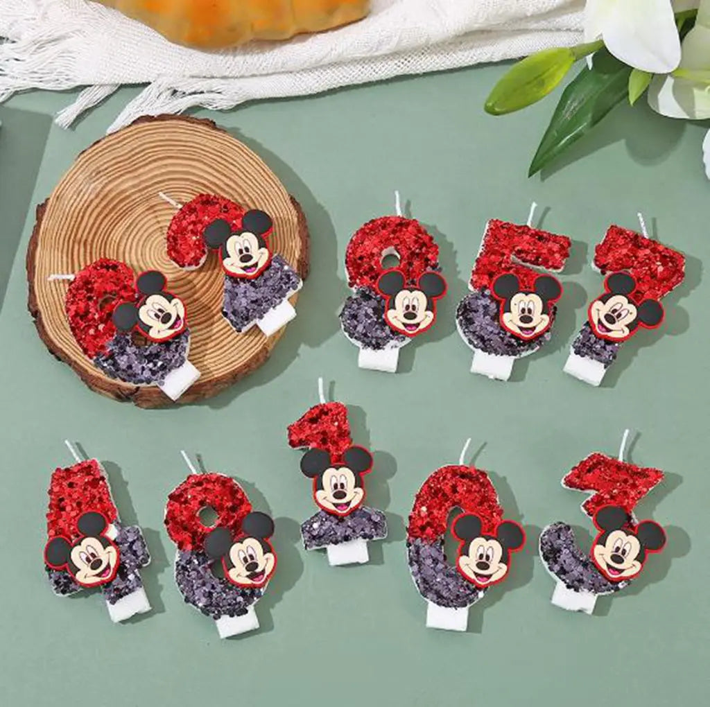 Hot Mickey Minnie Mouse  CandleHappy Birthday Number 0-9 Candles Cartoon Cake Cupcake Topper Party Decoration Supplies DIY Gifts