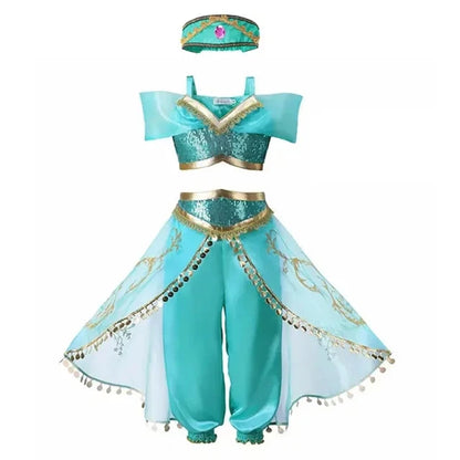 Girls Elsa Anna Dress Children Princess Carnival Dress Kids Jasmine Rapunzel Pageant Flower Disguise Cosplay Christmas Costume