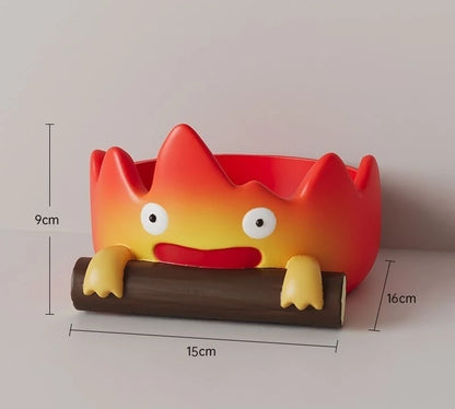 New Calcifer Fire Desktop Decoration Creative Home Living Room Porch Key Storage Tray Cartoon Snack Organizer Table Ornaments