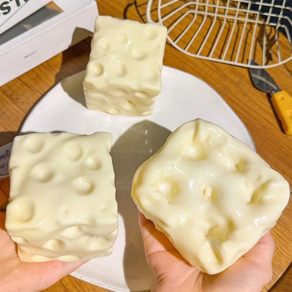 In Stock Jumbo Cheese Cube Stress Ball Shapeable Squeeze Decor Non-Bounce ASMR Sensory Anti-Stress Relief Squishy Toy Gift 6/7CM