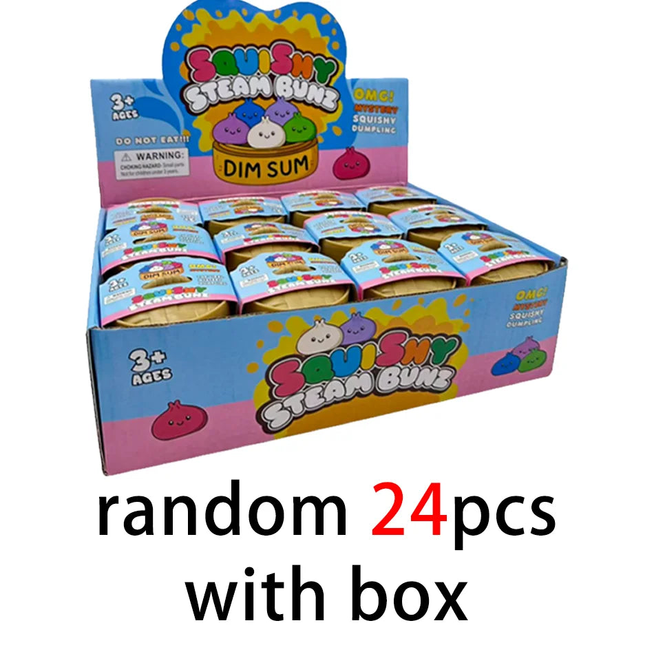 1-24pcs Glitter Dumpling Glitter Dumpling Squishy with Box Dumplings Sensory Squeeze Toy for Stress Relief Toys