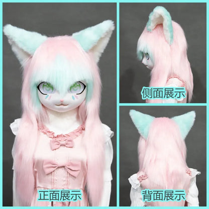 Headset Furry Kig Cosplay Mask Paw Head Base Comiket Furry Fursuit Kigurumi Animal Cat Doll Beast Halloween Role-playing Costume