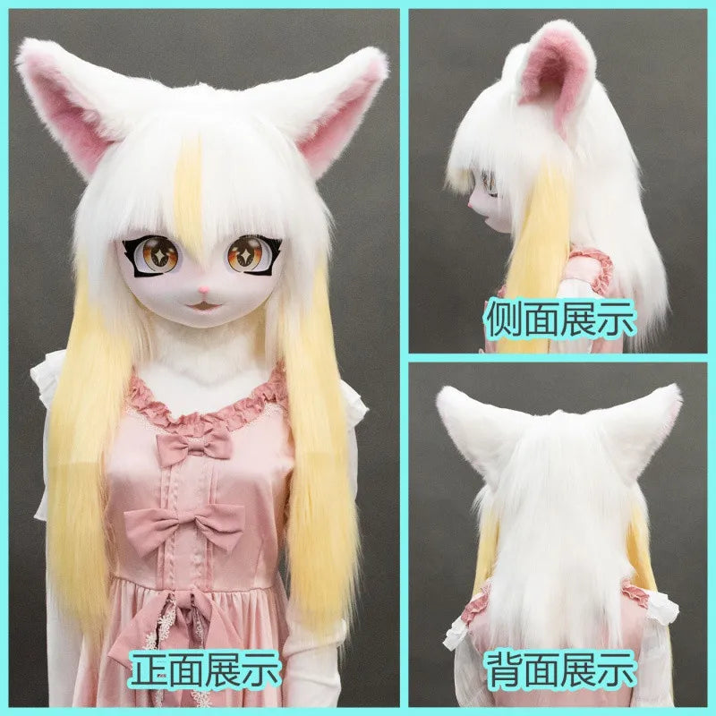 Headset Furry Kig Cosplay Mask Paw Head Base Comiket Furry Fursuit Kigurumi Animal Cat Doll Beast Halloween Role-playing Costume