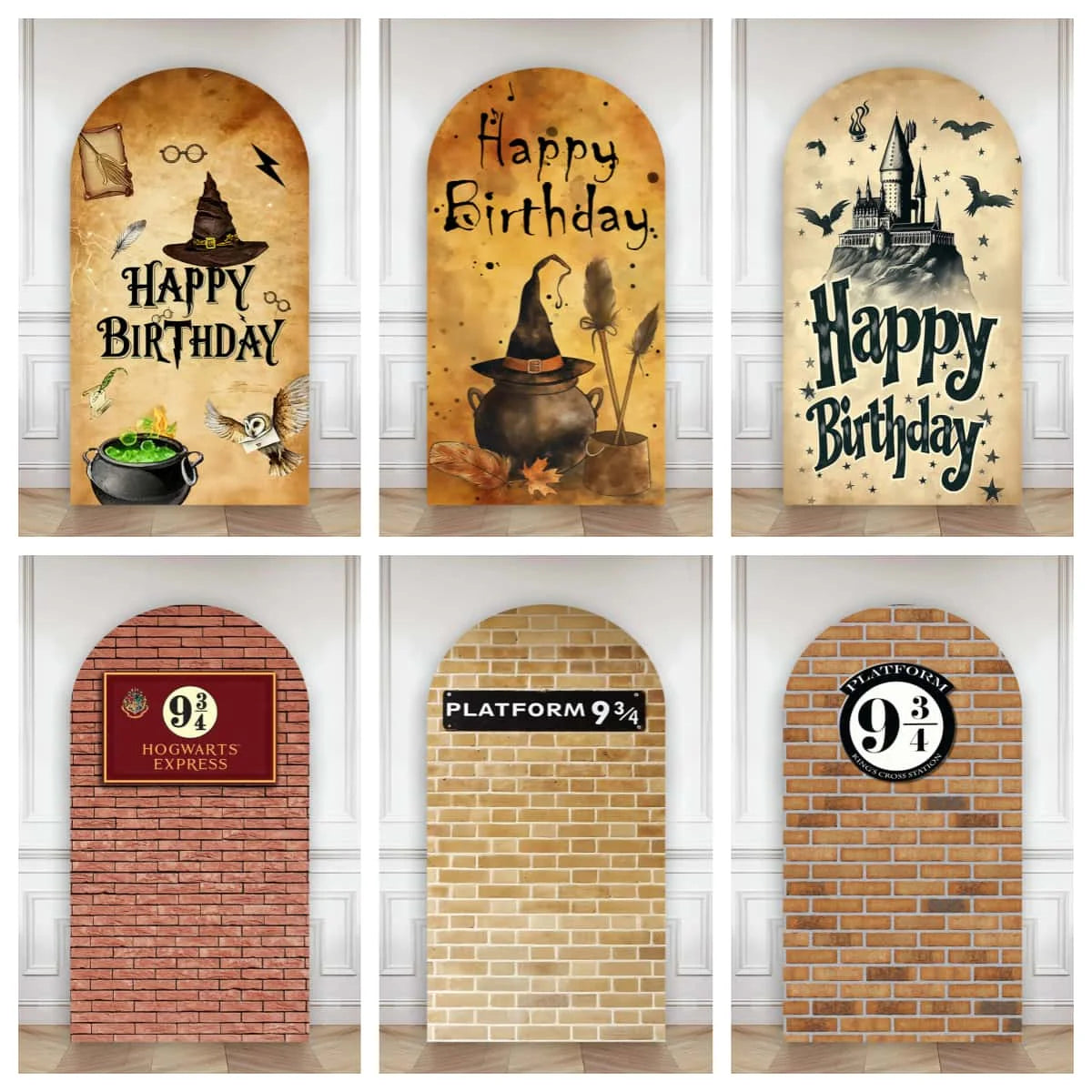 Happy Birthday Party Arch Backdrop Cover Wizard Castle Magic Academy 9 3/4 Platform Children Boys Baby Decor Custom Background