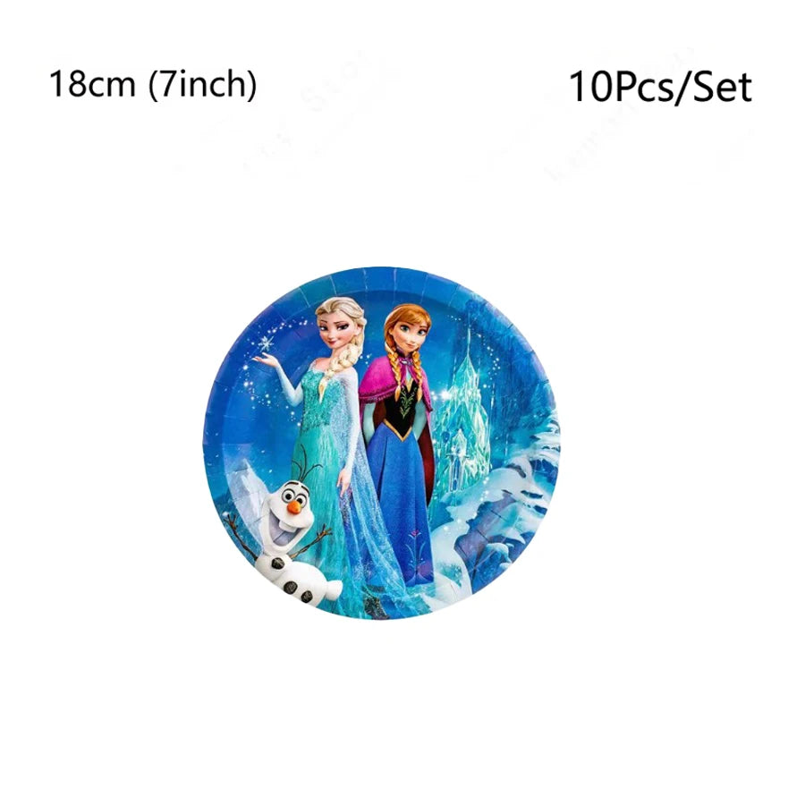 Frozen Kids Birthday Party Decoration Tableware Cups Plates Napkins Tablecloths Banners Gift Bags Cake Top Baby Shower Supplies