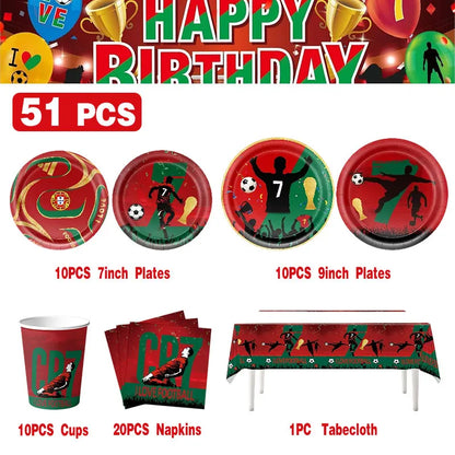 Soccer Birthday Party Supplies Football Theme  Birthday Party Decoration Cotillon Birthday CR7 Soccer Plate Cups Balloons Supply