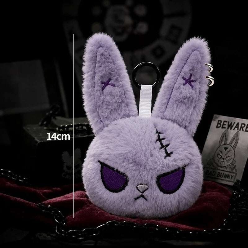 Horror Bunny Keychains Dark Rabbit Keyring Cute Bunny Keychain for Bag Charm Accessories Halloween Birthday Gifts