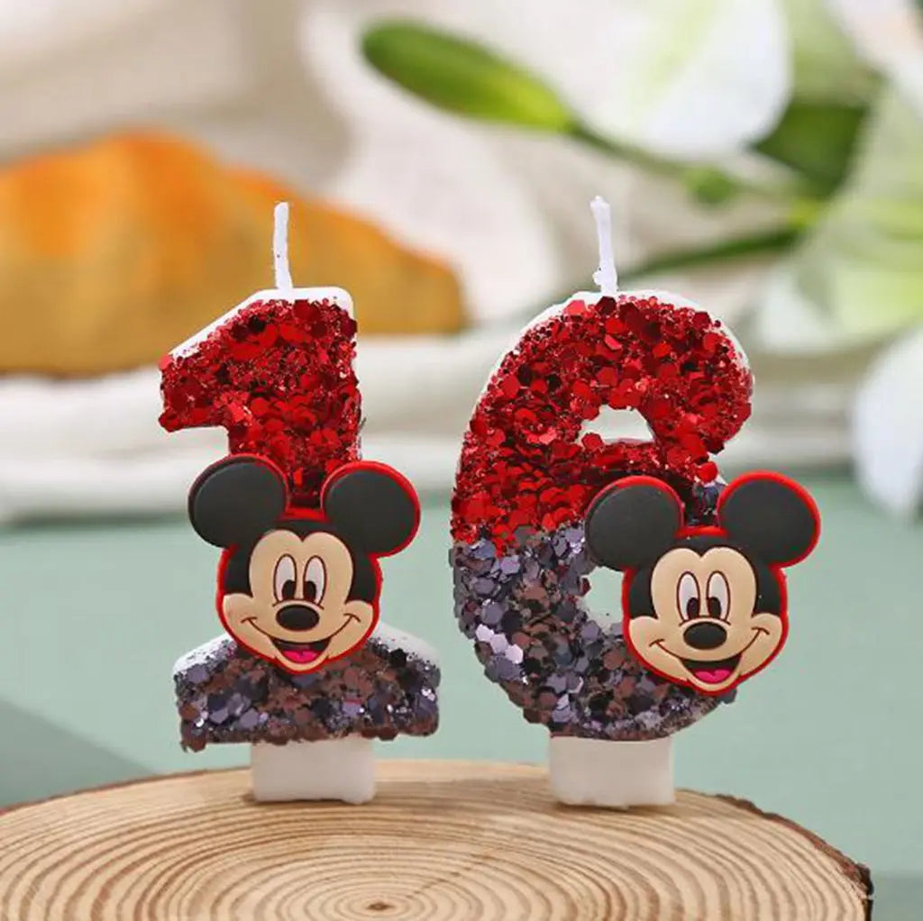 Hot Mickey Minnie Mouse  CandleHappy Birthday Number 0-9 Candles Cartoon Cake Cupcake Topper Party Decoration Supplies DIY Gifts