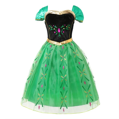 Girls Princess Dress Kids Elsa Anna Snow White Aurora Belle Rapunzel Peach Halloween Costume Children Birthday Party Clothes