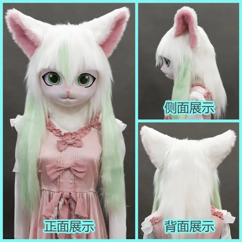 Headset Furry Kig Cosplay Mask Paw Head Base Comiket Furry Fursuit Kigurumi Animal Cat Doll Beast Halloween Role-playing Costume
