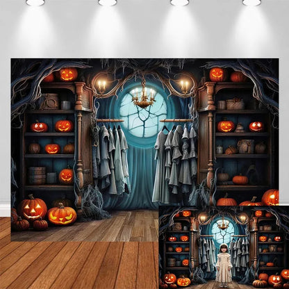 LS Halloween Pumpkin Shop Backdrops Child Baby Photo Props Adult Kids Decors Photography Trick or Treat Photo Studio Backgrounds