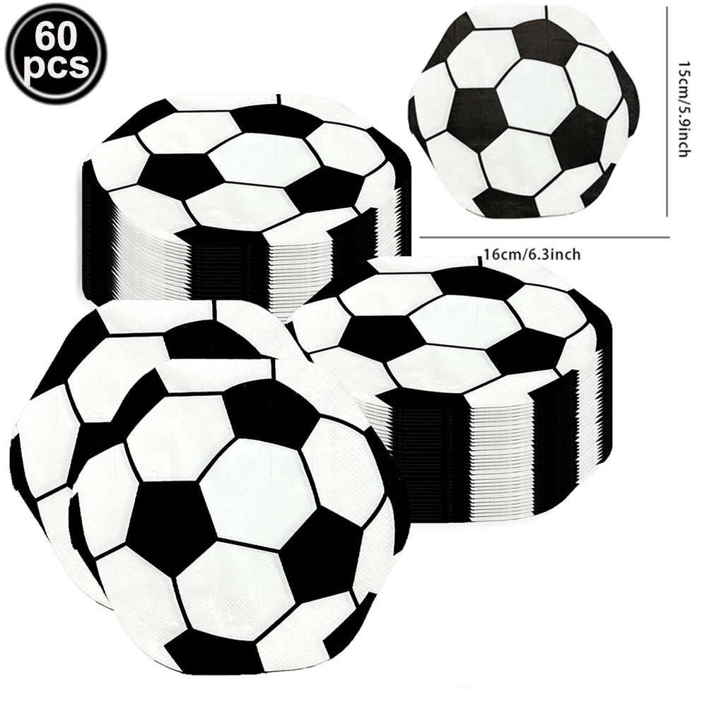 Soccer Ball Paper Napkins Football Disposable Cocktail Napkins for Soccer Theme Birthday Wedding Baby Shower Party Supplies