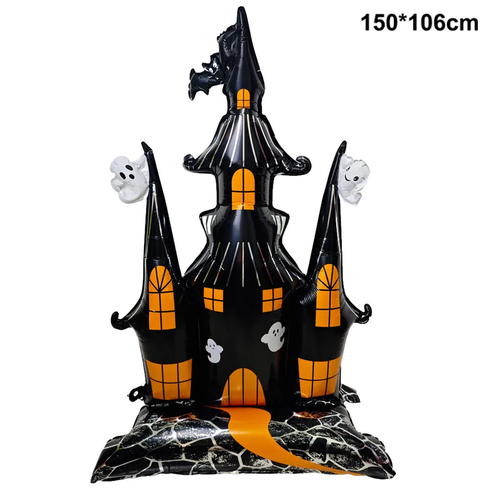 Large Halloween Standing Foil Balloons Haunted House Castle Skull Coffin Witch Mylar Balloon Halloween Party Decoration Balloon
