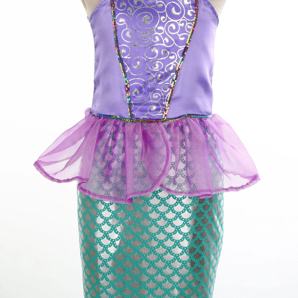 Disney Kid Purple Mermaid Dress Princess Costume Perform Clothes Baby Girl Birthday Party Christmas Cosplay Dress Suit for Girls