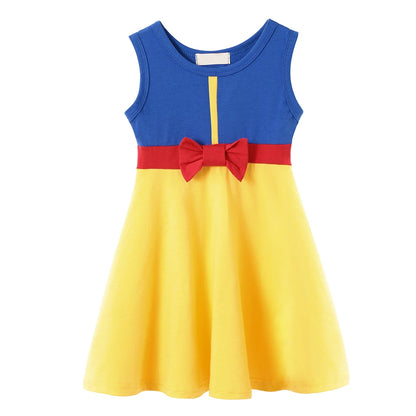 Children's Casual Dress for Girls Mermaid Rapunzel Dress One-Shoulder Sling Short Sleeve Princess Costume Summer Casual Vest